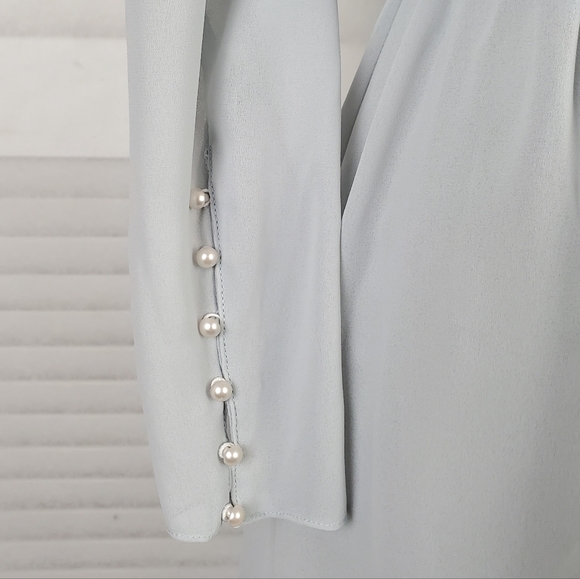 Ursula of Switzerland | 8P | blue chiffon long sleeve blouson gown | Vtg - Picture 8 of 14